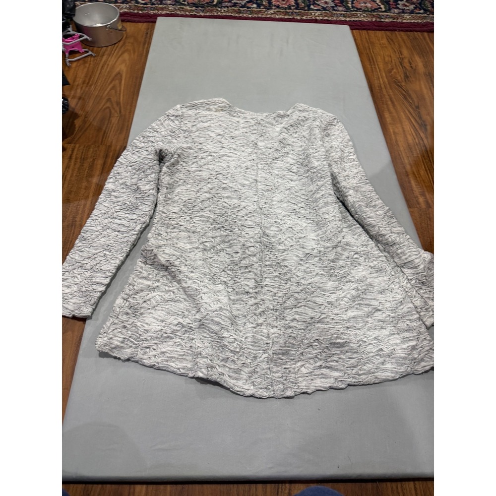 Lagenlook Womens Habital Textured Popcorn Knit Tunic Top Small Grey White